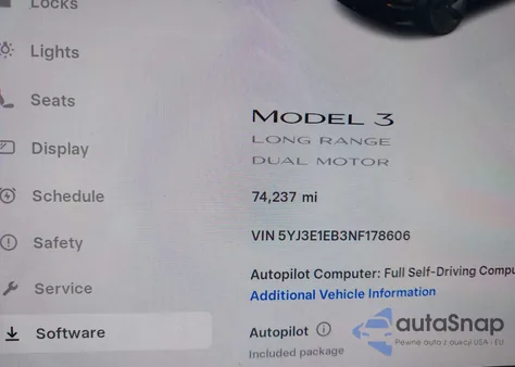 2022 Tesla Model 3 Long Range Dual Motor All-Wheel Drive z USA, uszkodzony, nr VIN 5YJ3E1EB3NF178606